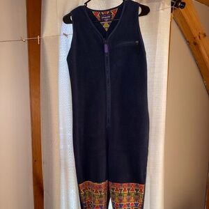 Patagonia RARE Limited Edition Navy Vision Quest Patched Fleece Overalls